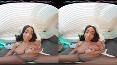 Dreamy Ebony Hottie with Huge Boobs Masturbates for You in Vr Thumb