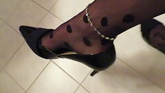 black patent &quot_CASTALUNA&quot_ leather high heels, anklet and pantyhose, dangling by Isabelle-Sa Thumb