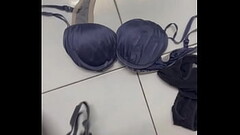 Masturbate with workmate lingerie&#039_s in her room and cum on her bra Thumb