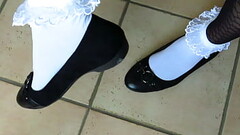 cute leather ballet flats, ruffled socks and pantyhose - shoeplay by Isabelle-Sandrine Thumb