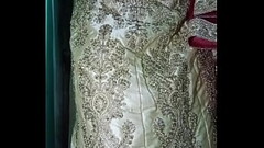 Indian gay Crossdresser Gaurisissy xxx sex in Golden Saree pressing his boobs and fingering his ass Thumb
