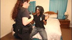 Big Tits Nerdy Milf White Girl Cops arrest burglar with big black cock BBC Interracial Blackmail Thumb