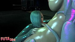 Futa3dx - Futanari Cyberpunk Big Tittied Babe Fucked By Her Big Dicked Friend Thumb