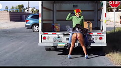 U-Haul Mover Fucks Cali Caliente On The Back Of His Truck Thumb